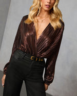 Benoite Satin Plisse Bodysuit