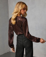 Benoite Satin Plisse Bodysuit