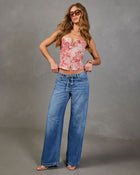 Nolae Rigid Wide Leg Low Rise Drawstring Waist Jeans