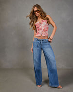Nolae Rigid Wide Leg Low Rise Drawstring Waist Jeans