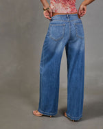 Nolae Rigid Wide Leg Low Rise Drawstring Waist Jeans