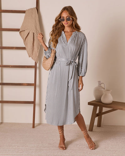 Midsummers Day Waist Tie Midi Shirt Dress – VICI