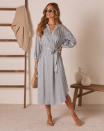 Midsummers Day Waist Tie Midi Shirt Dress