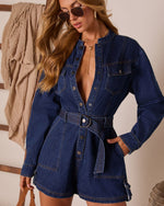 Wrene Belted Denim Romper
