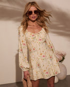 Flora Lane Linen Floral Mini Dress