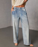 Blue % Presilla Contrast Stripe Denim Combo Sweatpants-1