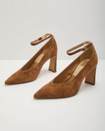 Joelyn Faux Suede Sculpted Block Heel Pumps