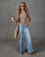 Cozy State RIbbed Knit Mock Neck Sweater