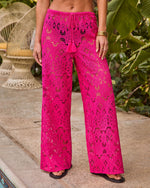 Warm Horizon Floral Crochet Drawstring Cover Up Pants