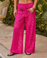 Warm Horizon Floral Crochet Drawstring Cover Up Pants