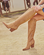 Latte % Sandalwood Western Knee High Boots-6