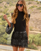 Black % Midnight City Fringe Mini Skirt-1