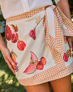 Sweet Harvest Wrap Fruit Print Mini Skirt