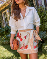 Sweet Harvest Wrap Fruit Print Mini Skirt