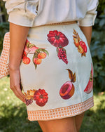 Sweet Harvest Wrap Fruit Print Mini Skirt
