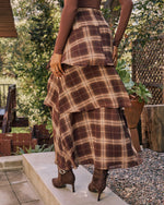 Cider Tale Tiered Plaid Maxi Skirt