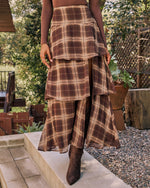 Cider Tale Tiered Plaid Maxi Skirt