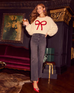 Ribbon Girl Chunky Knit Print Sweater