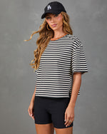 Side Note Cotton Striped Short Sleeve Top
