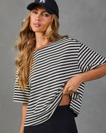 Side Note Cotton Striped Short Sleeve Top