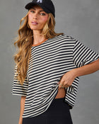 Side Note Cotton Striped Short Sleeve Top