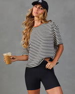 Side Note Cotton Striped Short Sleeve Top
