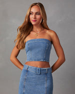 Marie Cropped Denim Tube Top