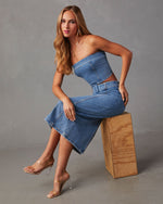 Marie Cropped Denim Tube Top