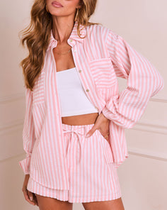 Sunny Plans Striped Button Down Top