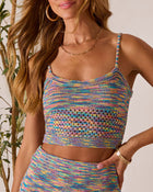 Blue Multi % Vaycay Bound Abstract Crop Top-1