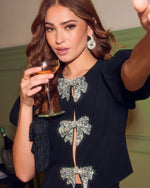 Merry Hour Embellished Bow Top