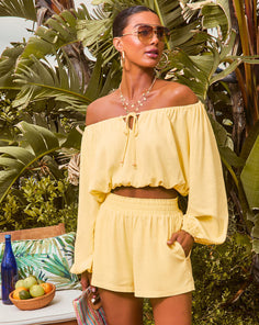 Elysia Off The Shoulder Long Sleeve Crop Top
