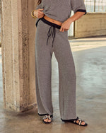 Black Striped % Cloud 9 Striped Drawstring Sweatpants-2