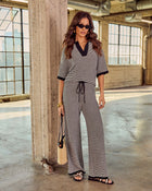 Black Striped % Cloud 9 Striped Drawstring Sweatpants-1