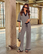 Black Striped % Cloud 9 Striped Drawstring Sweatpants-5