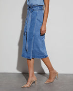 Medium Wash % Class Act Denim Wrap Midi Skirt-3