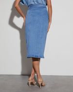 Medium Wash % Class Act Denim Wrap Midi Skirt-4