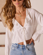 Salted Romance Front Tie Ruffle Top