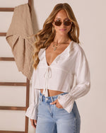 Salted Romance Front Tie Ruffle Top