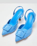 Shelbey Suede Buckle Slingback Heels