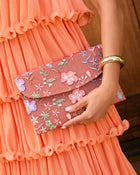 Orange Multi % Roseanna Embroidered Foldover Clutch-1