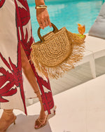 Villa Guest List Fringe Woven Straw Handbag