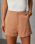 Tan % Standards Pocketed Tailored Shorts-1