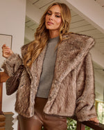Warm Gathering Faux Fur Jacket