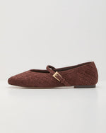 Cayli Woven Faux Suede Buckle Ballet Flats