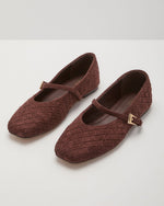 Cayli Woven Faux Suede Buckle Ballet Flats