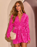 Seaside Serenade Belted Plisse Mini Dress