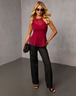 Wine % Sun Glow Pleated Chiffon Top-6