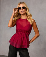 Wine % Sun Glow Pleated Chiffon Top-3