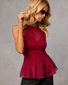 Wine % Sun Glow Pleated Chiffon Top-1